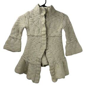Free People Girls Size Small Wool Blend Cardigan Sweater Beige Bell Sleeves
